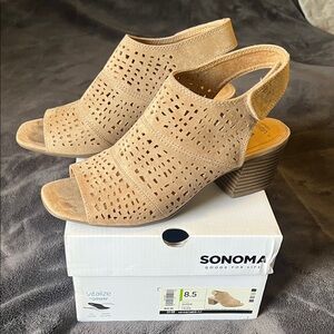Sonoma Women's Beige Cutout Heeled Sandals